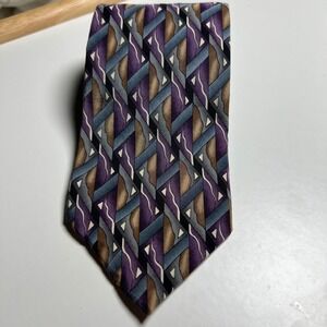 STONEHENGE Wine Cocktail Collection Silk Necktie Men Geometric Purple Brown Blue